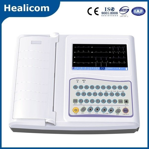 Appareil d'ECG (électrocardiogramme) numérique portatif médical à 12 canaux HE-12A