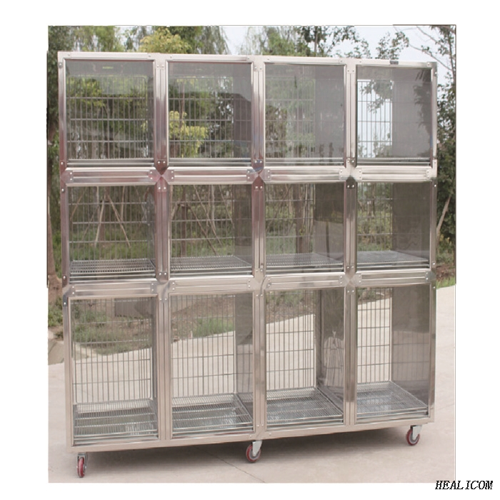 Cages pour animaux vétérinaires de haute qualité WTC-08 Cage pour animaux de compagnie en acier inoxydable